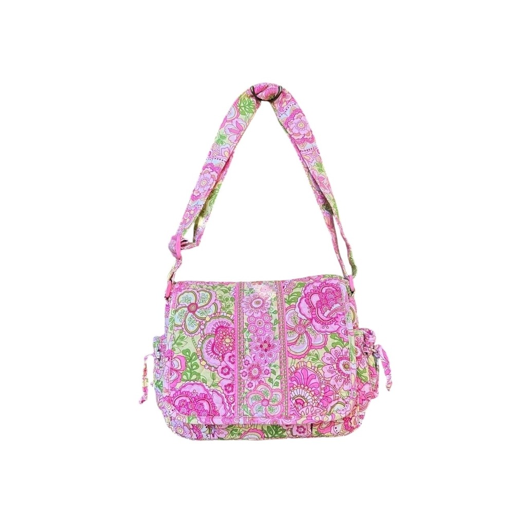 Vera Bradley Petal Pink Lindsay Messenger Bag Quilted Floral Crossbody